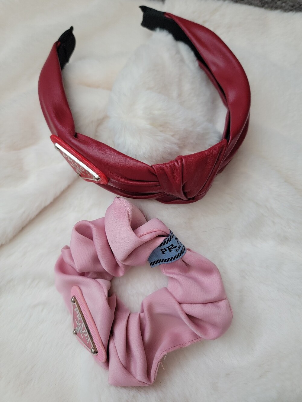 2pcs Pink Scrunchie & Deep Rose Knotted Headband Set